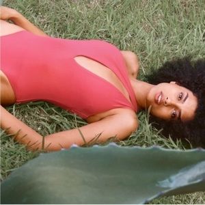 Zara NWOT Coral Cut-out Swimsuit Large